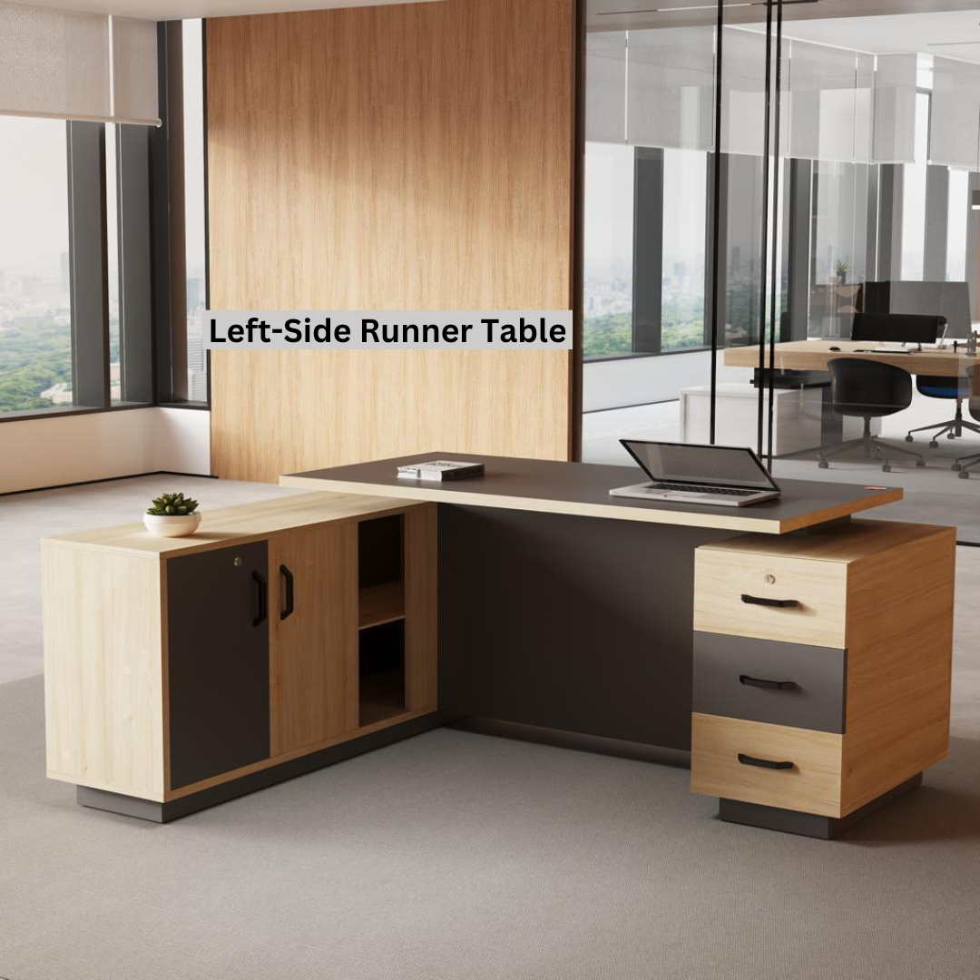 Image of L-Shaped Office Table with a Left-Side Runner Drawer RA412 - View